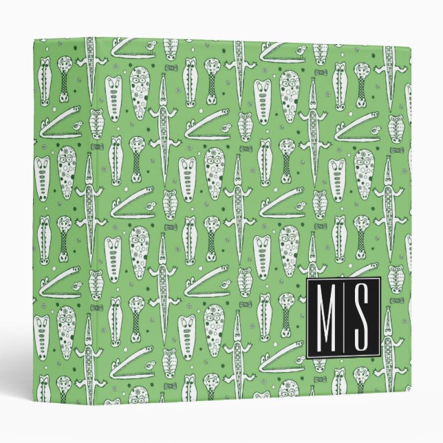 Sketch Crocodile Pattern | Monogram Binder (Front/Spine)