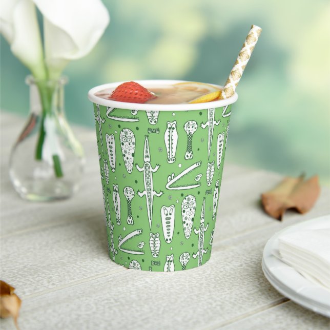 Sketch Crocodile Pattern Paper Cups (Insitu)