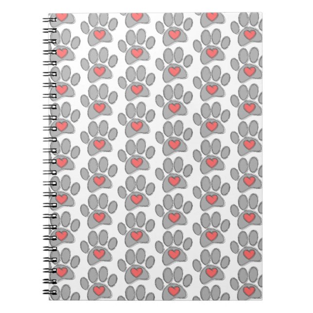 Sketch Dog Paw Red Heart Art Notebook (Front)