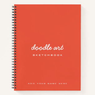 Sketch doodle art name sketchbook orange notebook