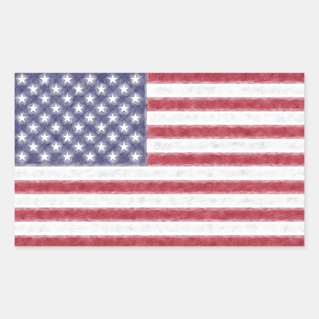Sketch Effect USA Flag Stars and Stripes Sticker (Front)