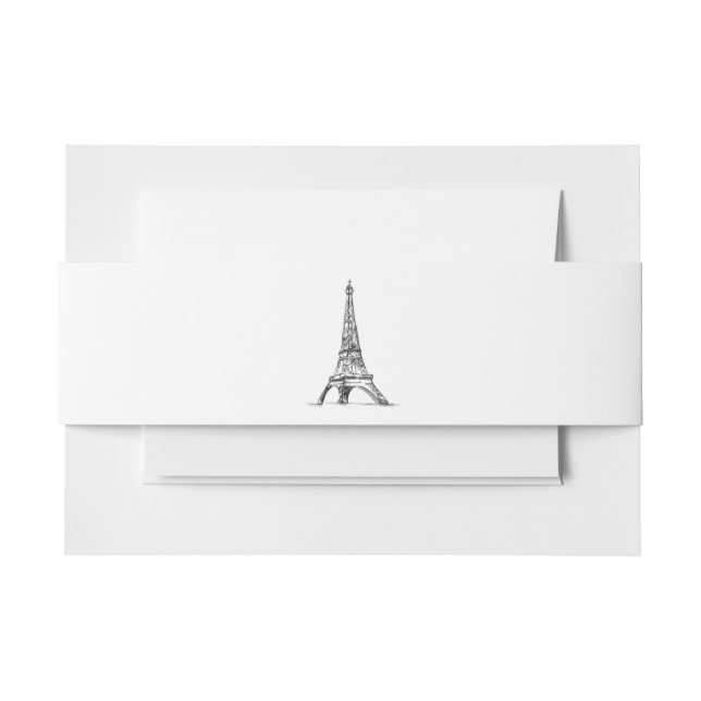 Sketch Eiffel Tower Wedding Invitation Belly Band (Front Example)