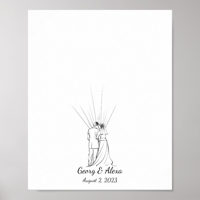 Sketch Fingerprint Guestbook for Wedding Couples (Front)