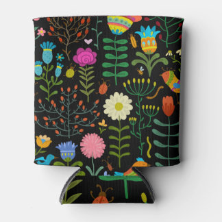 Sketch floral, seamless artistic pattern. can cooler