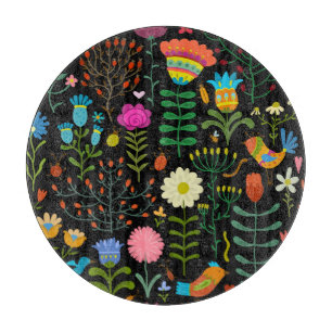 Sketch floral, seamless artistic pattern. cutting board