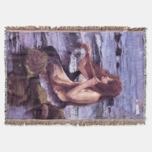 Sketch for A Mermaid by J W WaTERHOuSE Throw Blanket