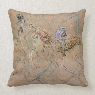 Sketch for 'At the Masked Ball', c.1892 (coloured Throw Pillow