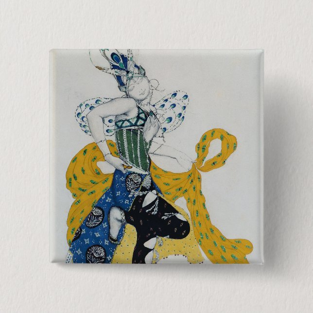 Sketch for the ballet 'La Peri' 2 Inch Square Button (Front)