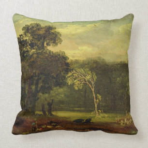 Sketch from Nature in Sion Park, 1819 (oil on card Throw Pillow