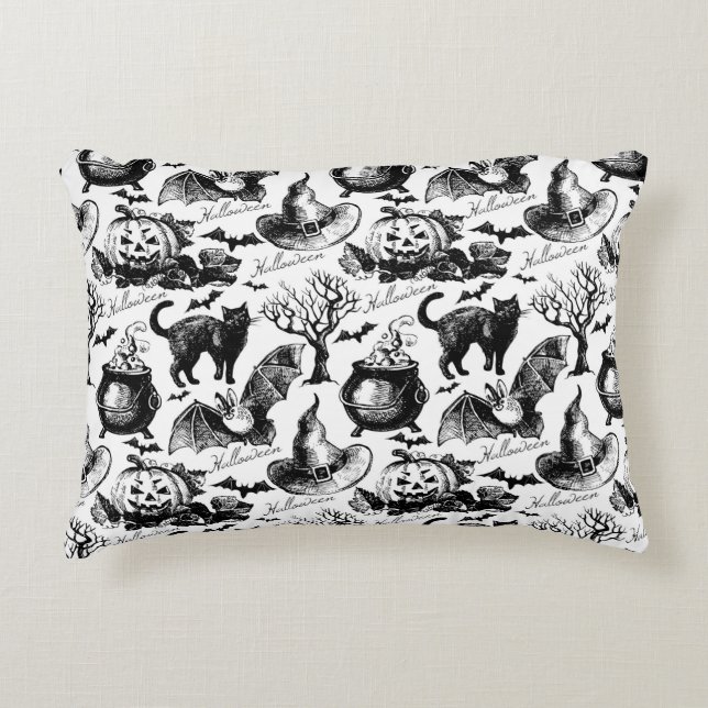 Sketch Halloween seamless pattern Accent Pillow (Front)