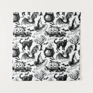 Sketch Halloween seamless pattern Tapestry