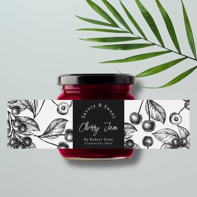 Sketch Homemade Cherry Jam Wrap-around Label (Creator Uploaded)