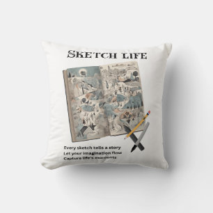 Sketch Life Throw Pillow