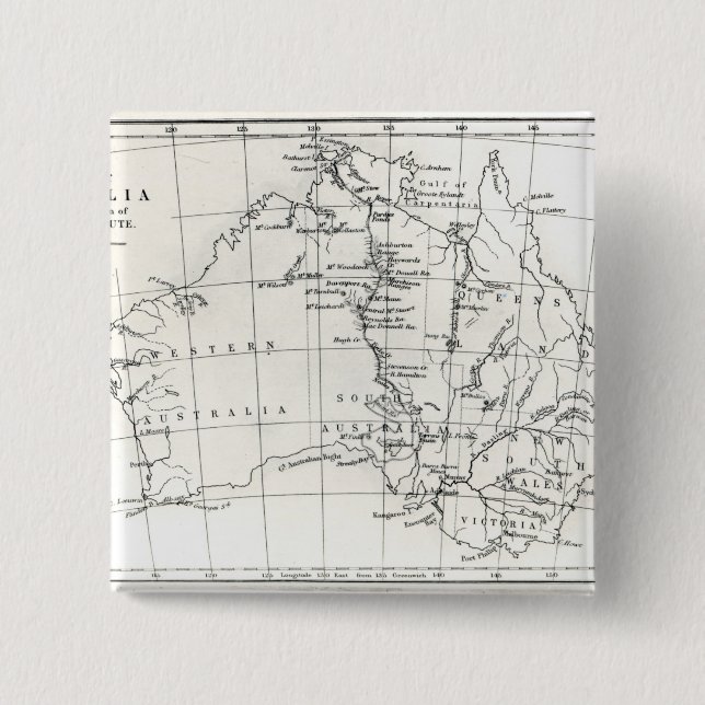 Sketch map of Australia 2 Inch Square Button (Front)