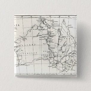 Sketch map of Australia 2 Inch Square Button