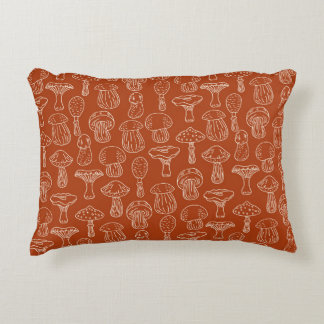 Sketch Mushrooms: Cute Seamless Background. Accent Pillow