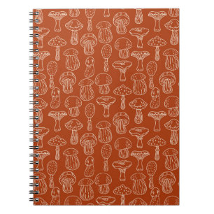 Sketch Mushrooms: Cute Seamless Background. Notebook