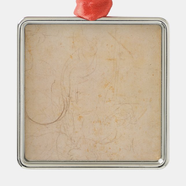 Sketch of a figure with artist's signature metal ornament (Front)