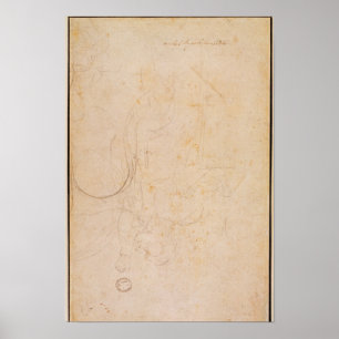 Sketch of a figure with artist's signature poster