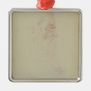 Sketch of a male head and two legs metal ornament