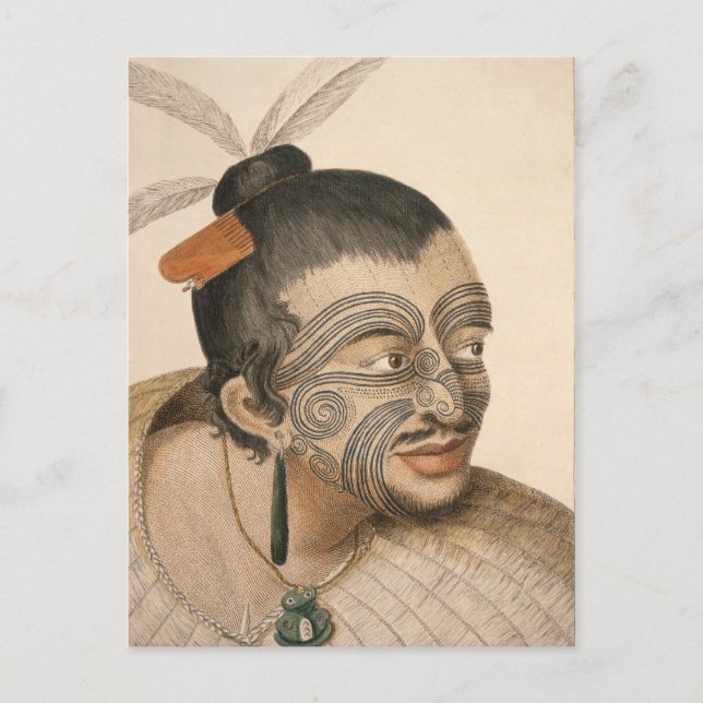 Sketch of a Maori Man, c. 1769 Postcard (Front)