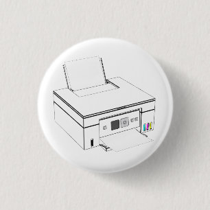 Sketch of a modern all-in-one inkjet colour printe 1 inch round button
