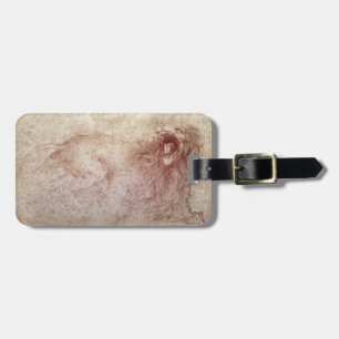 Sketch of a roaring lion (red chalk on paper) luggage tag