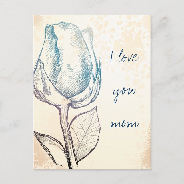 Sketch of a rose, postcard (Front)