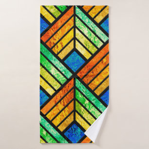 Sketch of a stained glass window. Seamless pattern Bath Towel