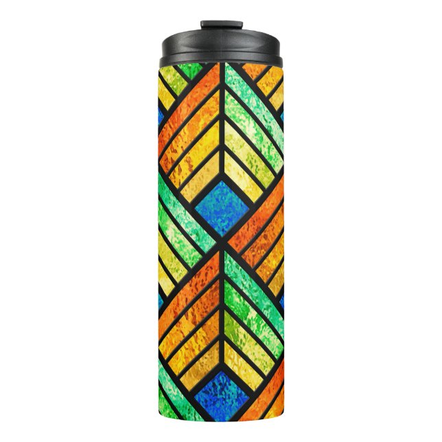 Sketch of a stained glass window. Seamless pattern Thermal Tumbler (Front)