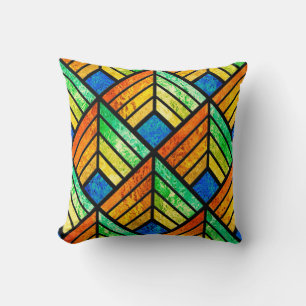 Sketch of a stained glass window. Seamless pattern Throw Pillow