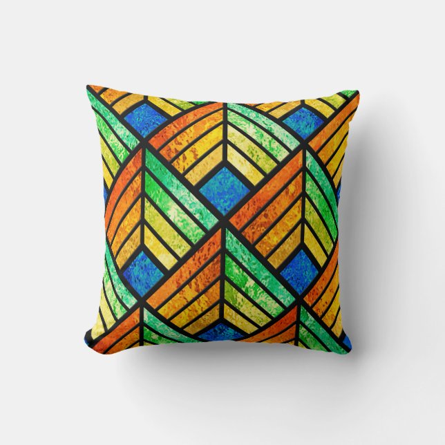 Sketch of a stained glass window. Seamless pattern Throw Pillow (Front)
