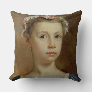 Sketch of a Young Girl, c.1730-40 (oil on canvas) Throw Pillow