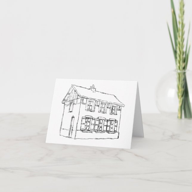Sketch of an Old House, with Shutters. Card (Front)