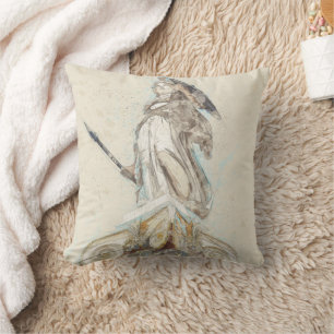Sketch of Athena Statue Throw Pillow – Greek Myth