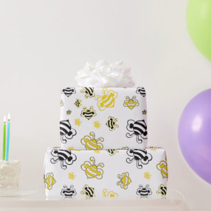sketch of bees pattern background wrapping paper