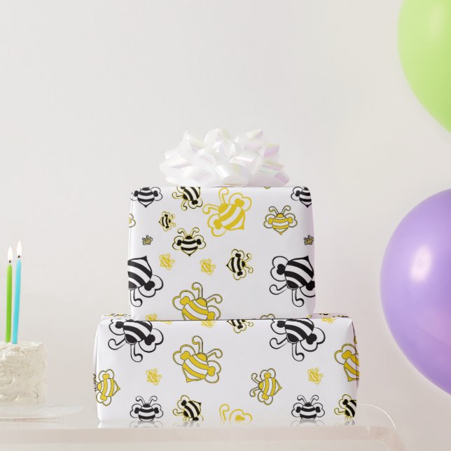 sketch of bees pattern background wrapping paper (Party Gifts)