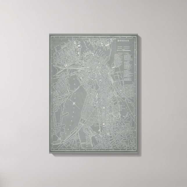 Sketch of Boston City Map Canvas Print (Front)