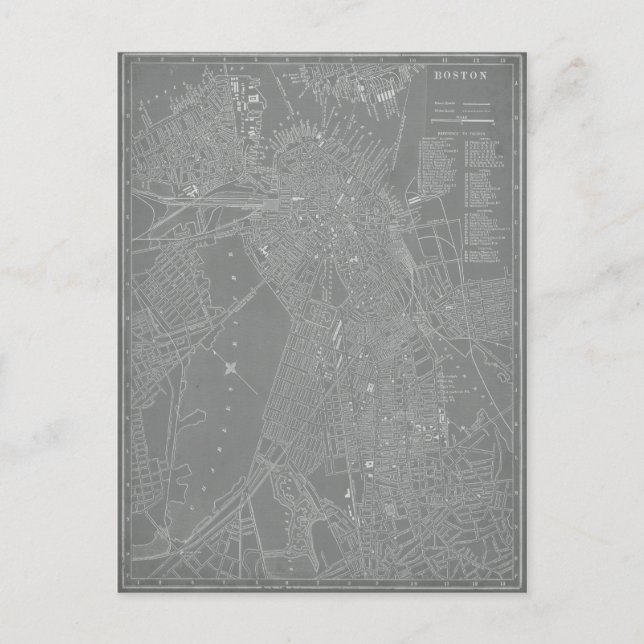 Sketch of Boston City Map Postcard (Front)