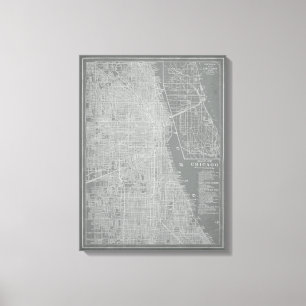 Sketch of Chicago City Map Canvas Print