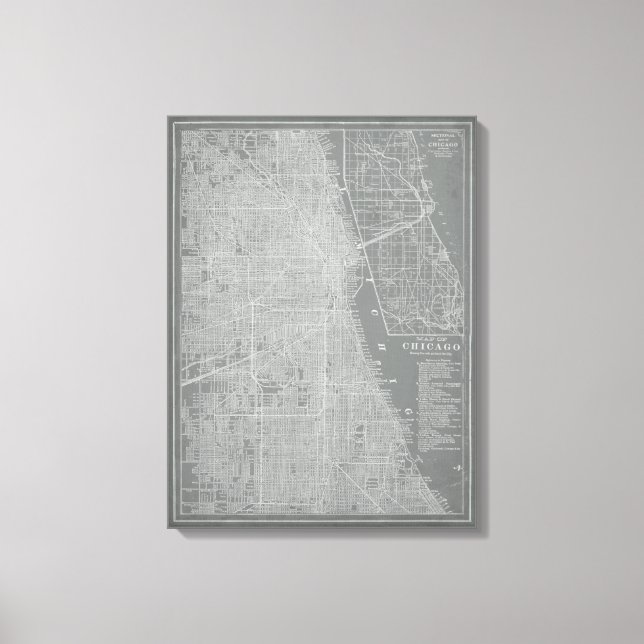 Sketch of Chicago City Map Canvas Print (Front)