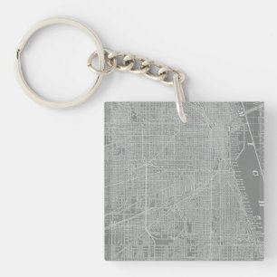 Sketch of Chicago City Map Keychain