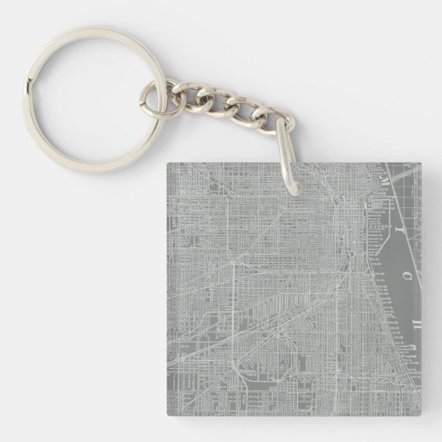 Sketch of Chicago City Map Keychain (Front)
