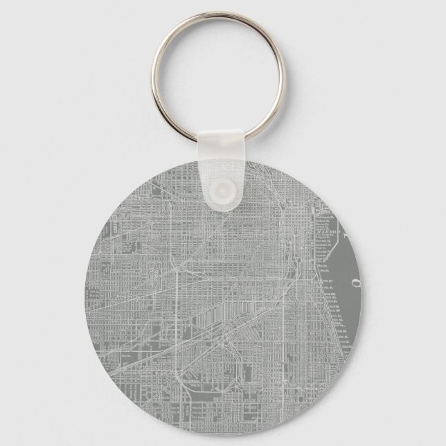 Sketch of Chicago City Map Keychain (Front)
