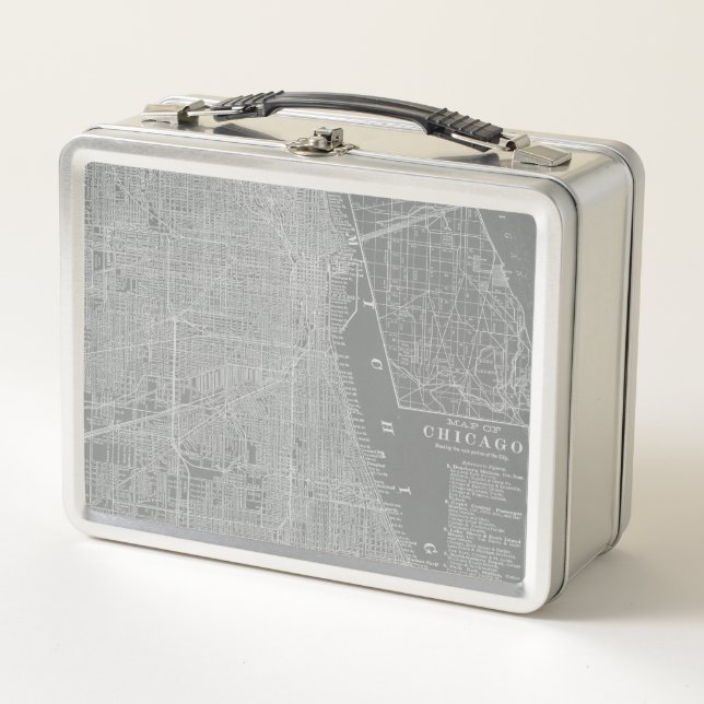 Sketch of Chicago City Map Metal Lunch Box (Front)