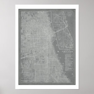Sketch of Chicago City Map Poster