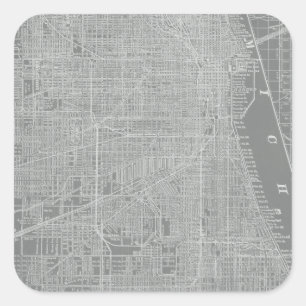 Sketch of Chicago City Map Square Sticker