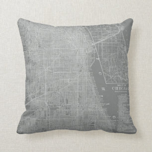 Sketch of Chicago City Map Throw Pillow