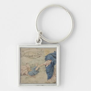 Sketch of Christ Walking on Water (w/c on paper) Keychain