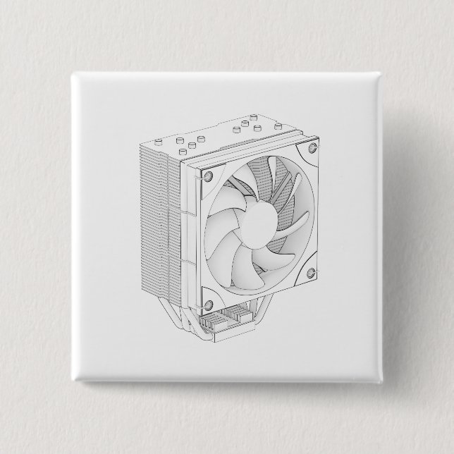 Sketch of computer processor cooler 2 inch square button (Front)